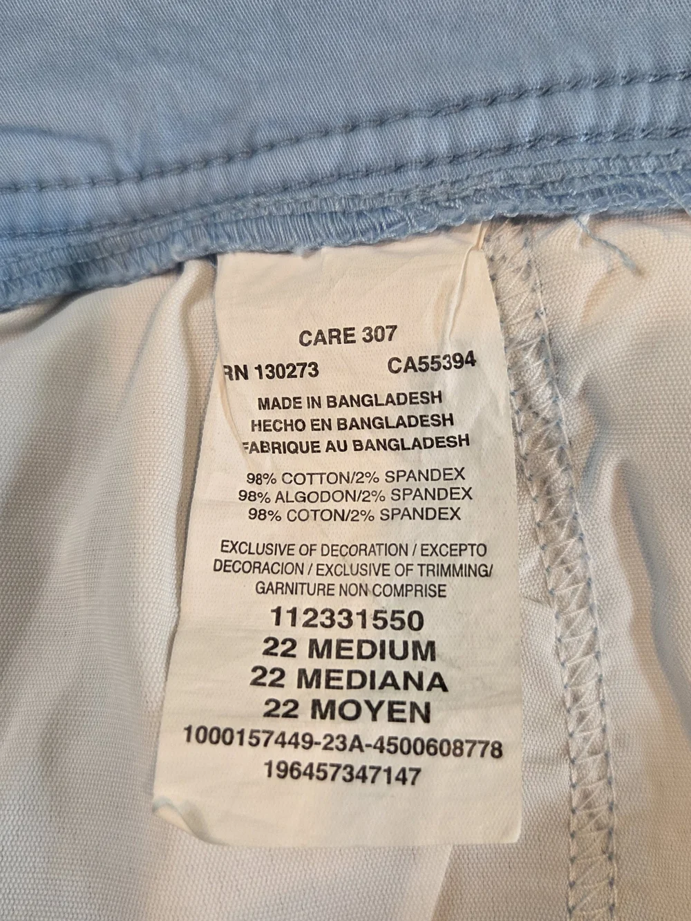 ​Lee Women's Plus Size 22 Light Blue Cargo Shorts Comfort Waist
